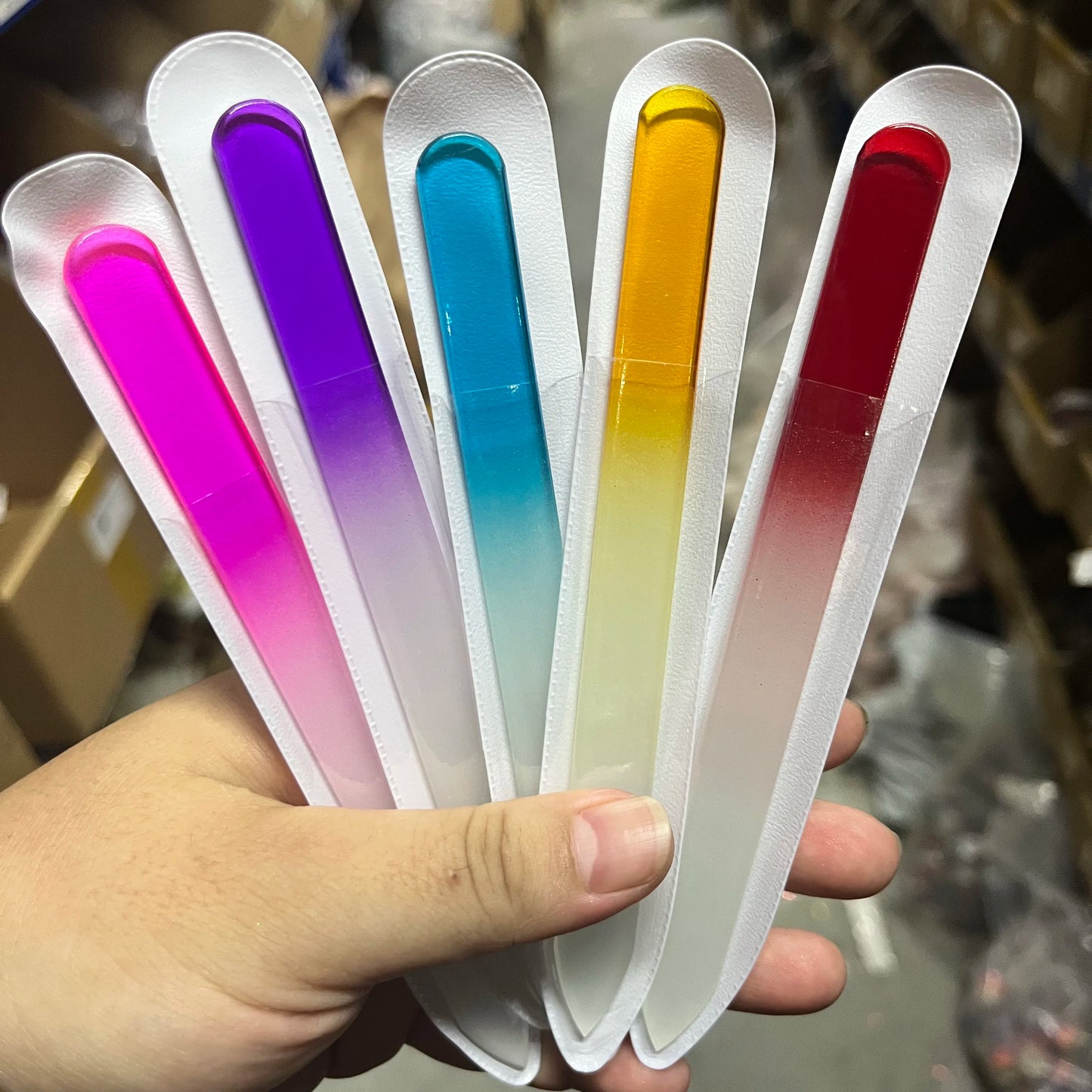 5pcs Glass Nail File Fingernail Files For Natural Nail Double-Sided Ombre Etched Travel Filer Professional Manicure Nail Tools *