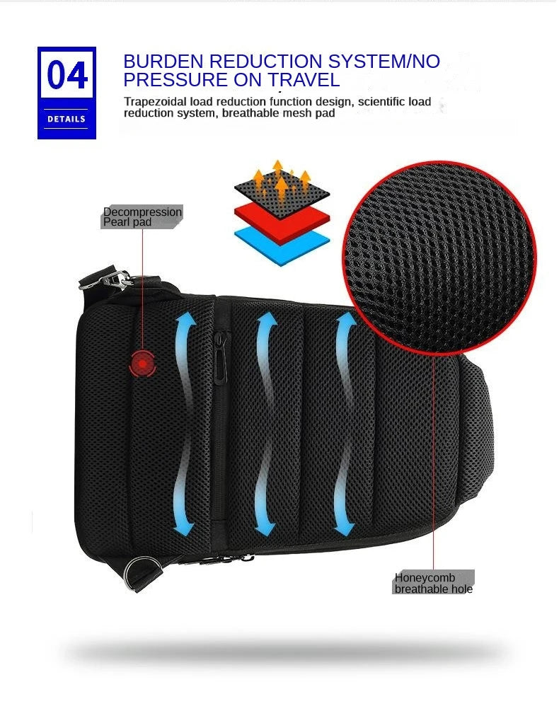 SWISS New Men's Casual Chest Bag Sports Waterproof Shoulder Bag Anti-theft Crossbody Bag Fashion Solid Color Usb Bag Sling Pack Viralgem Store