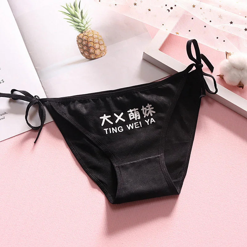 SP&CITY Young Girls Student Cute Underwear Women Japan Lace Up Cotton Panties Funny Hollow Out Seamless Briefs Female Lingerie