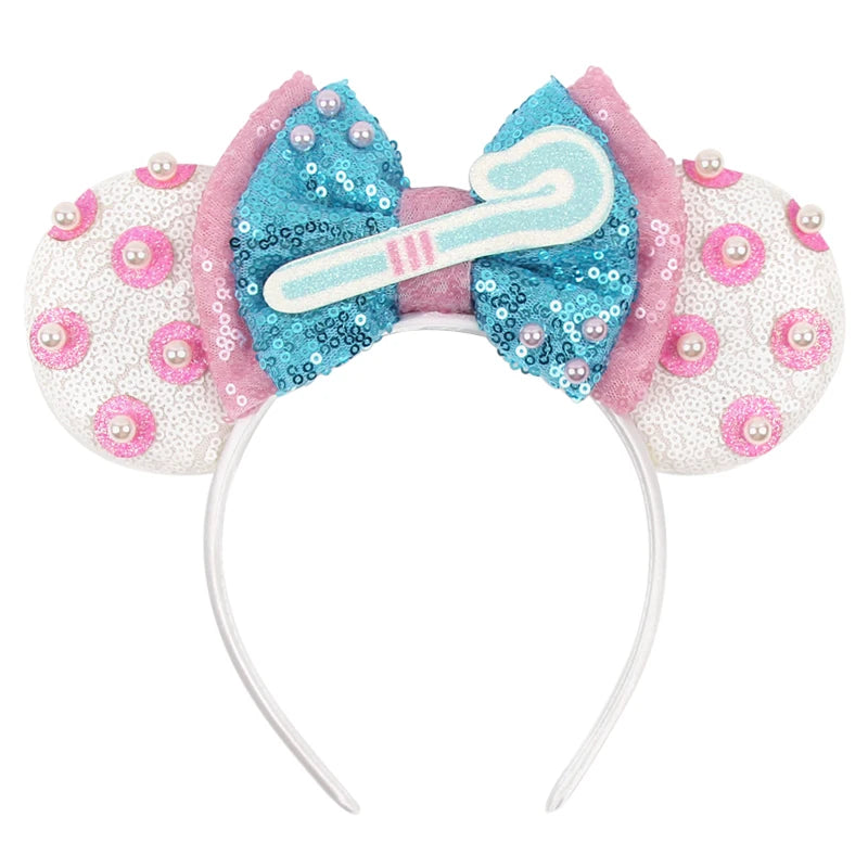 2024 NEWEST Disney Bo Peep 3.3"Ears Headband For Girls 5" Sequins Bow Hairband Festival Party Cosplay DIY Hair Accessories