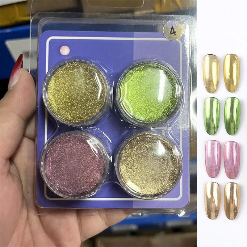 1 Box Mirror Glitter Powder Nail Decoration Metallic Chrome Nail Powder Set Y2K Rubbing Glitter Pigment Flakes Manicure Accessor