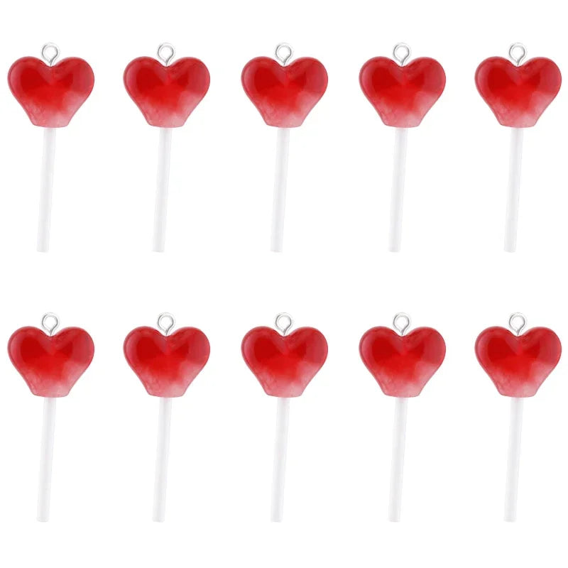 10Pcs Sugar Candy lollipop Resin Charms Diy Findings Kawaii 3D Keychain Earring Pendant Charms For Jewelry Making Suppplies