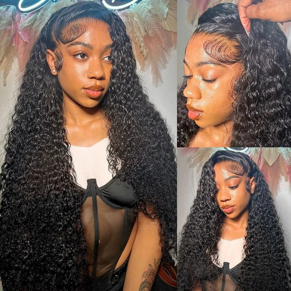 13x4 HD Lace Frontal Wig Deep Wave Frontal Wig 100% Brazilian Curly Human Hair Wigs 4x4 Transparent Lace Front Wig Pre Plucked Viralgem Store
