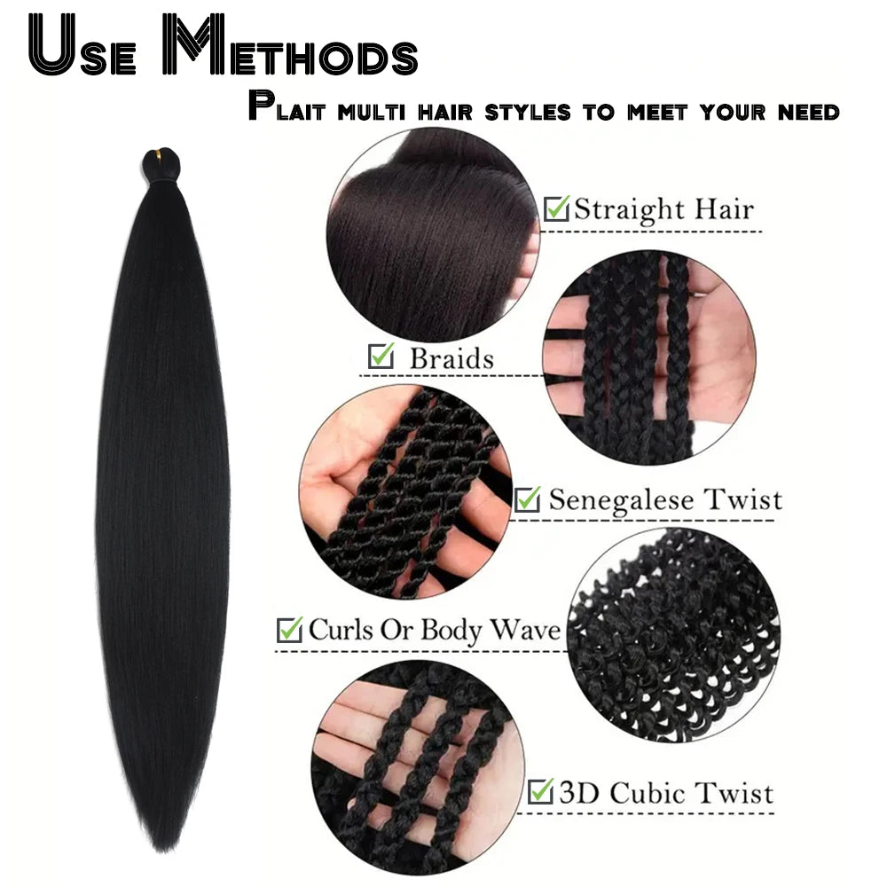 1/3/5 Packs/Lot 26 Inch Pre-stretched Braiding Hair Ombre Braiding Hair Hot Water Setting Synthetic Braiding Hair Extensions