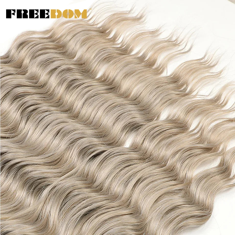 Synthetic Loose Deep Wave Braiding Hair Extensions 24 Inch Deep Curly Twist Crochet Braid Hair Ombre Blonde Brown Anna Hair