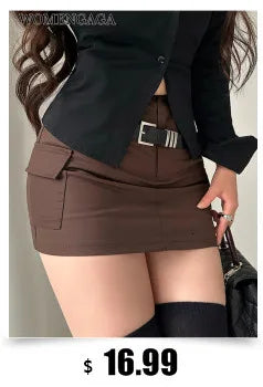 WOMENGAGA Leather Matte Slim Mini Sexy Fashion PU Hot Short High Waist Skirt Korean Nightclub Streetwear Wholesale Clothes 7ST Viralgem Store