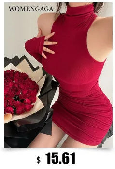 WOMENGAGA Red Dress Mini Summer 2023 New Sexy Short Female Dress Elegant Hot Sexy Korean Women Dresses Sweet 2023 94S6 Viralgem Store