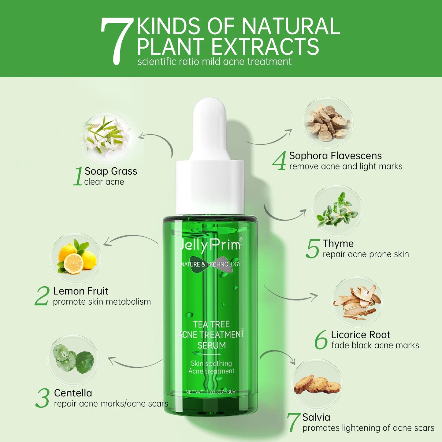 Tea Tree Acne Treatment Facial Serum Moisturizing Hyaluronic Acid Oil Control Pimple Removal Essence Face Serum Skin Care