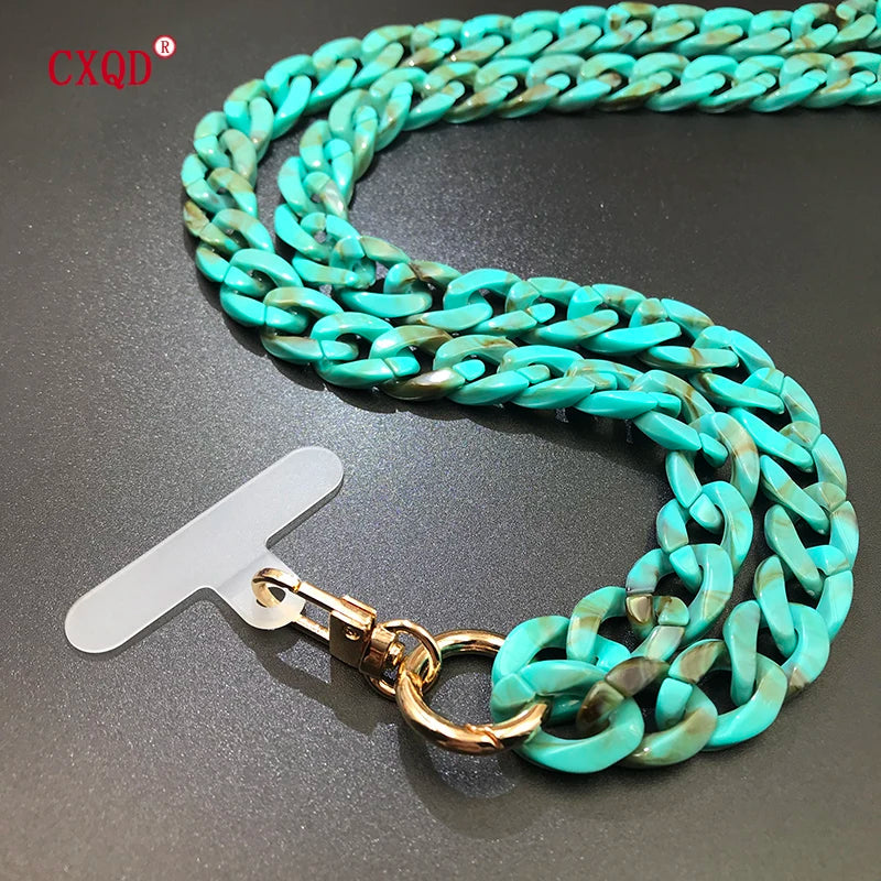 120cm Bevel Design Anti-lost Phone Lanyard Rope Neck Strap Colorful Portable Acrylic Cell Phone Chain Accessories Gifts Outdoor Viralgem Store