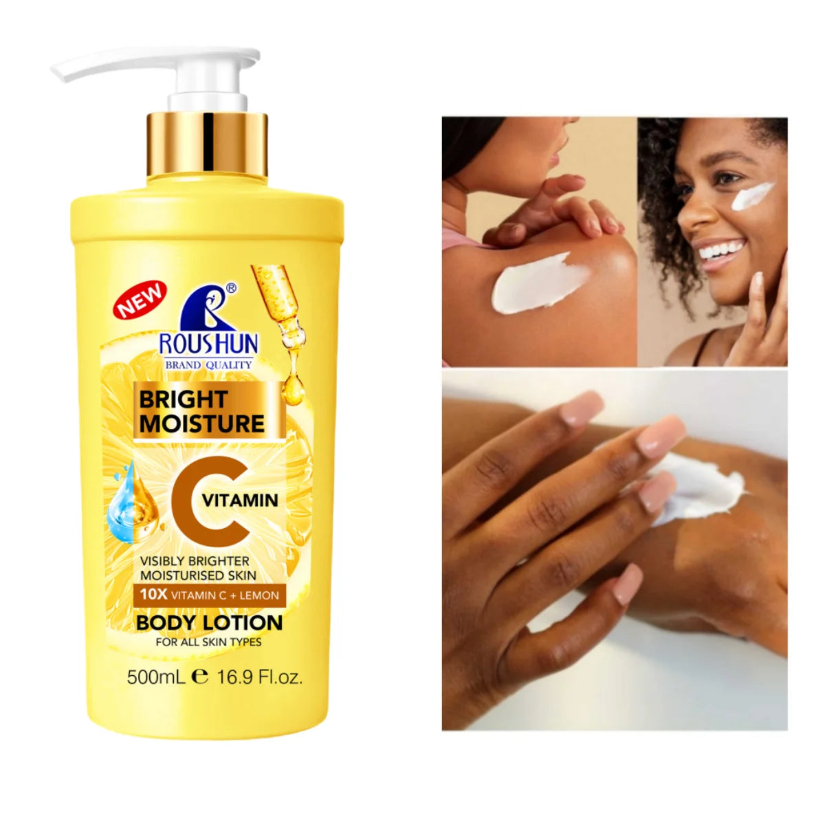 500ml ROU SHUN VITAMIN C+LEMON Body Lotion Large Capacity VitaminC+Lemon Body Lotion Moisturizing Body Lotion Long-lasting Fragr Viralgem Store