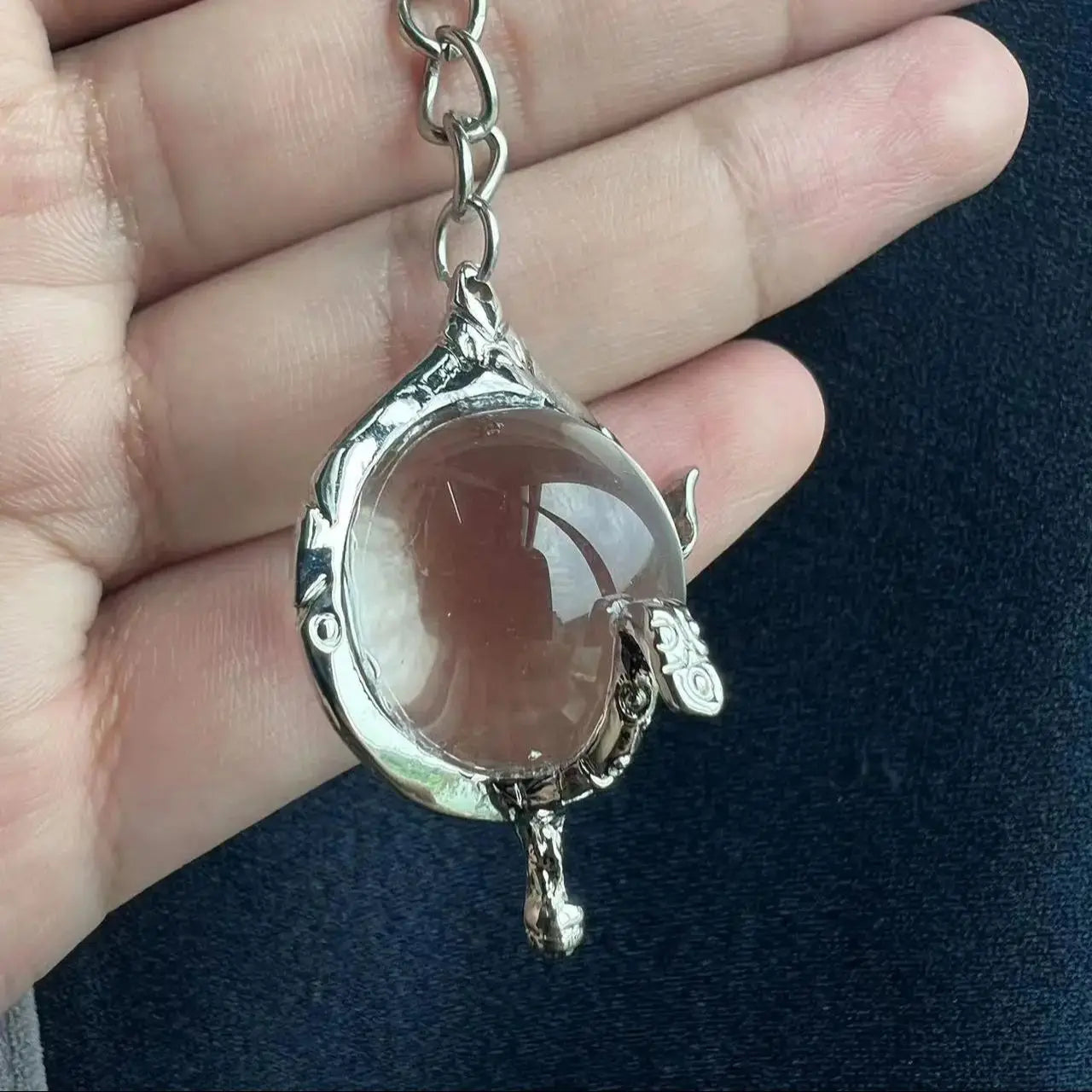 W.I.T.C.H. Color Crystal Heart of Kandrakar Keychain Exquisite Pattern Carved Crystal Ball Pendant Chain Magic Elf Same Jewelry