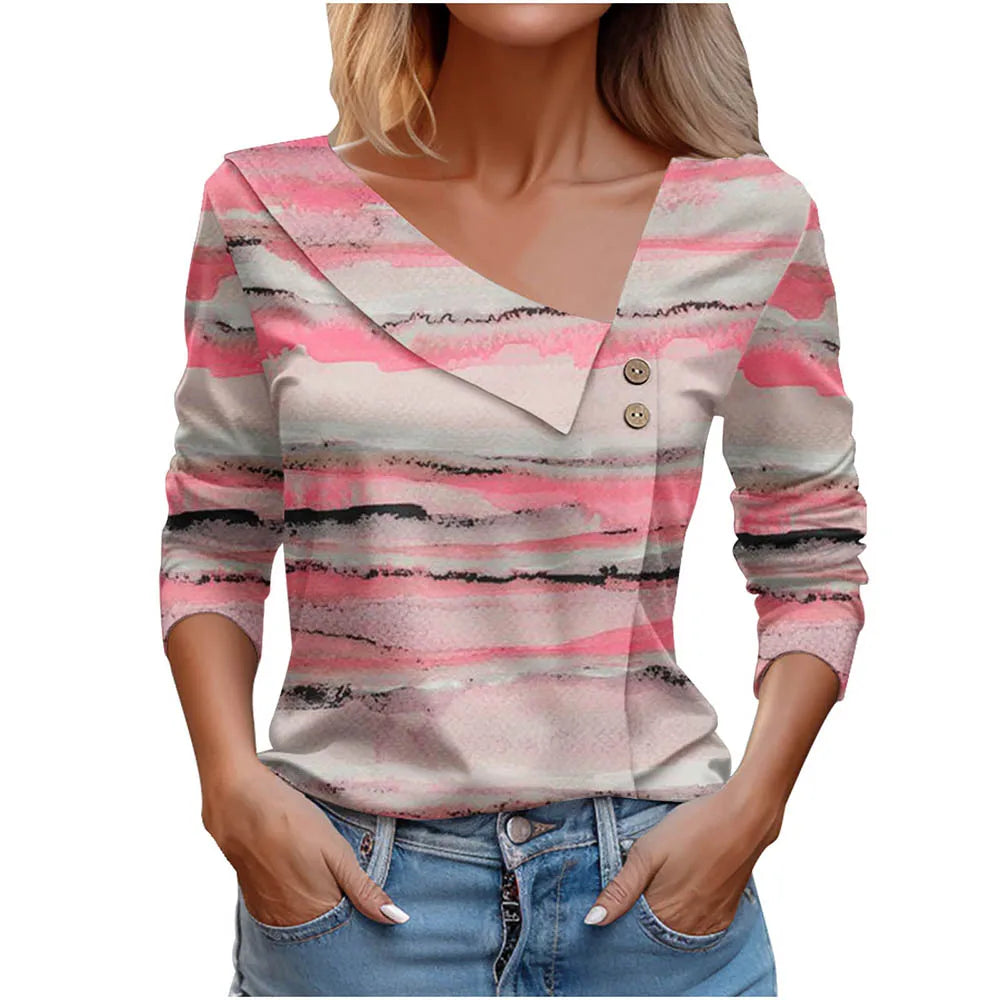 T Shirt For Women Fashion Long Sleeve Top White Floral Print Shirts And Blouses Autumn Winter Clothes For Women 2024 Viralgem Store