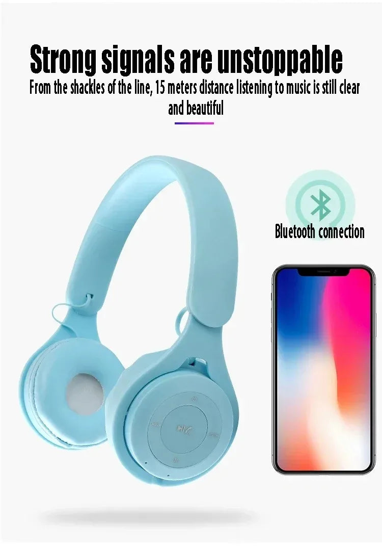 Y08 Macaron Wireless Bluetooth Headphones With Microphone Wired Earphones Gaming Headset Gamer Mp3 Players Choice Kids Gifts Viralgem Store