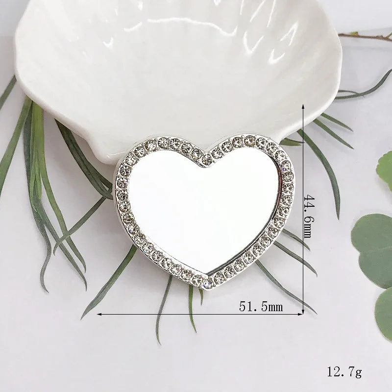 2pcs Round Mini Cute Love Heart Make Up Mirror For Mobile Phone Accessories Self-Adhesive Sticker DIY Phone Decoration Crafts Viralgem Store