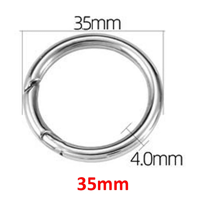 12-35mm Stainless Steel Spring Clasps Keyring Hooks for Keychain Key Holder Openable Round Key Ring Carabiner Jewelry Making DIY