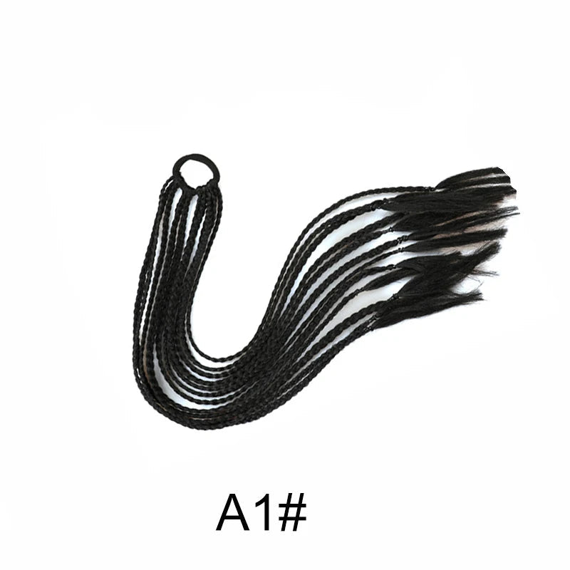 24Inch Synthetic Gradient  Colored Braided Ponytail Hair Extension Elastic Rubber Band Braiding Ponytail for Girl Women Viralgem Store