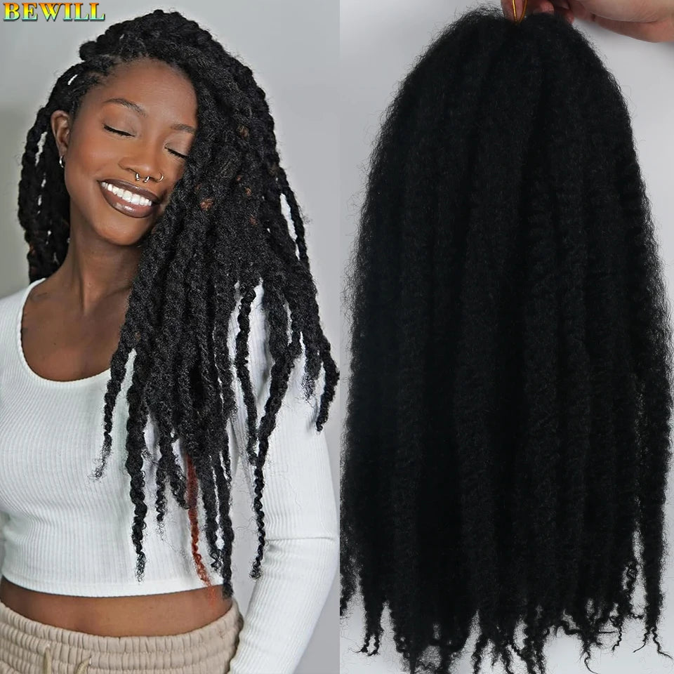18 Inch 1-6 Packs Marley Twist Crochet Hair Black Brown to Blonde Synthetic Afro Marley Ombre Braiding Hair for Faux Locs Braids