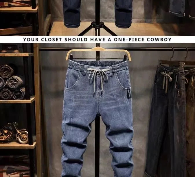 2025 Spring and Autumn New Fashion Trend Elastic Straight Leg Jeans Men's Casual Loose Comfortable High Quality Denim Pants 36