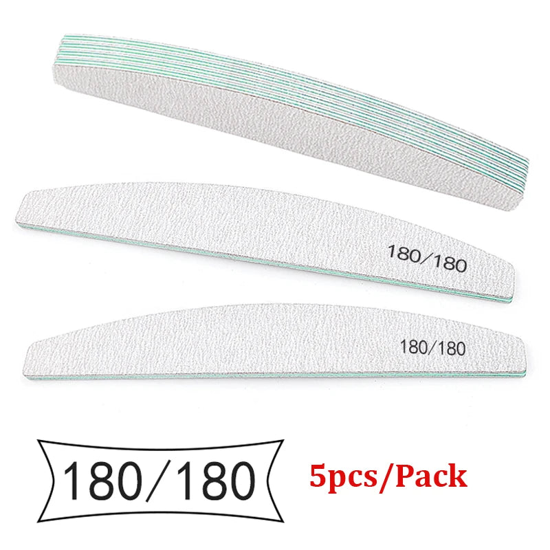 5Pcs/Lot Nail File Mix Color Limas 80/100/150/180/240 Grit Professional Sandpaper Cuticle Remover Buffer Files Manicure Tool Set Viralgem Store