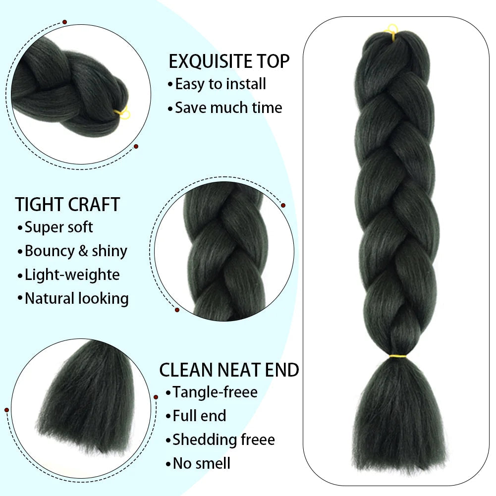 24 Inches DIY Jumbo Braiding Hair Synthetic Hair Extensions Afro Ombre Crochet Braid Hair Wholesale For Women Viralgem Store