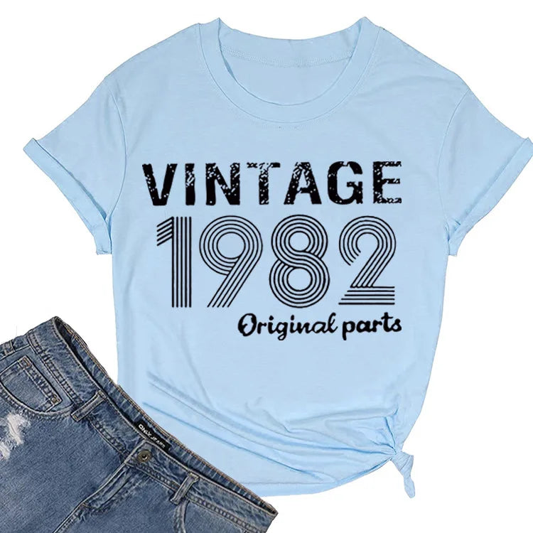 Vintage 1982 Original Print Women T Shirt Short Sleeve O Neck Loose Women Tshirt Ladies Tee Shirt Tops Camisetas Mujer