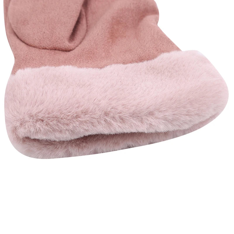 Women Gloves Autumn Winter Fashion Thickening Cold-Proof Warm Mitts Full Finger Mittens Outdoor Female Gloves Touchable Screen
