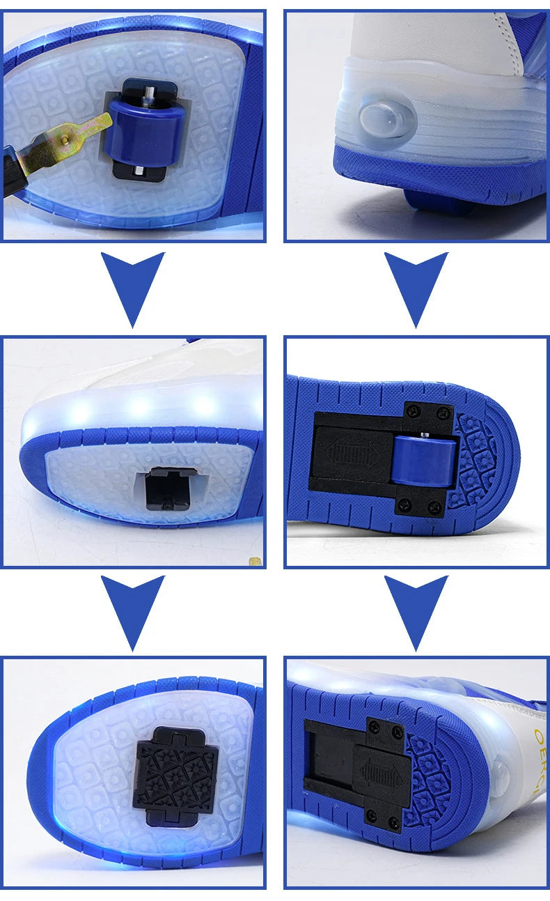 Two Wheels Children's Led Light Roller Skate Shoes For Kids Boys Girls Glowing Sports Luminous Sneakers Skateboard USB Charging Viralgem Store