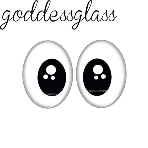 5pairs Cartoon Doll crystal Eye Black pupils hearts 10x14mm/13x18mm Oval photo glass cabochon demo flat back Making findings