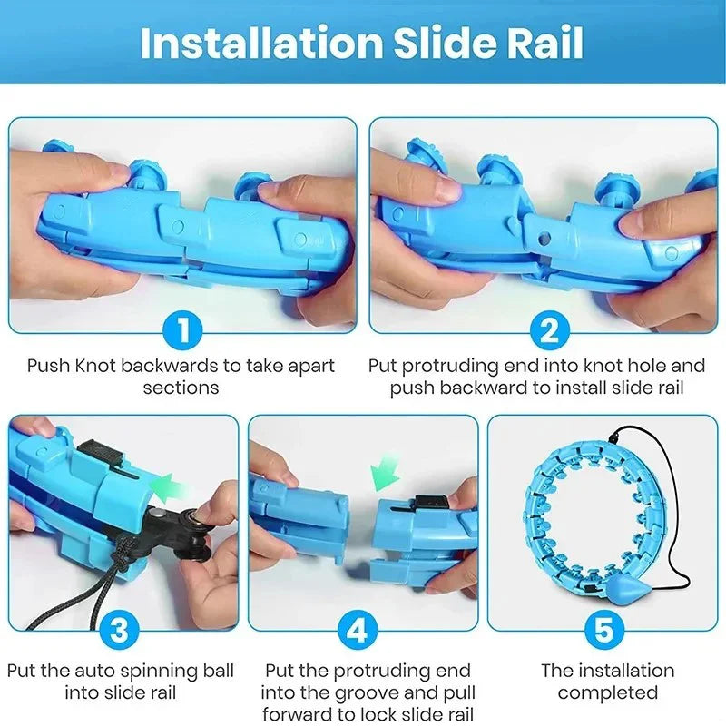 Weighted Fitness Hoop for Adults & Kids Detachable Knots Abdomen Weight Loss 2 in 1 Abdomen Fitness Weight Loss Massage