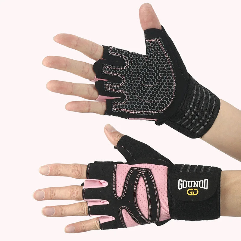 Women Men Extended Cycling Bicycle Gloves Half Finger Gym Gloves Mitten Breathable Anti-slip Glove Fitness Sport Training Gloves