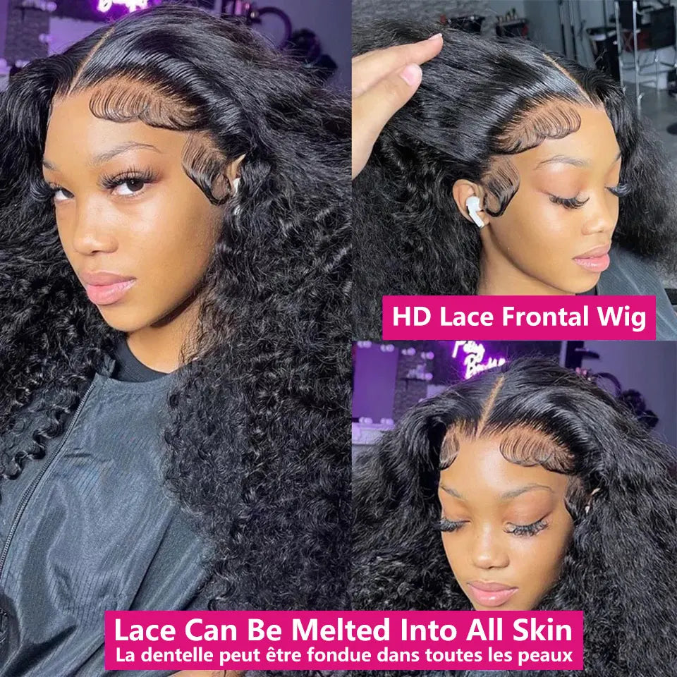 13x4 Kinky Curly Lace Front Human Hair Wigs For Women 100% Brazilian HD Deep Wave Frontal Wig Water Curly Human Hair Wig Sale Viralgem Store