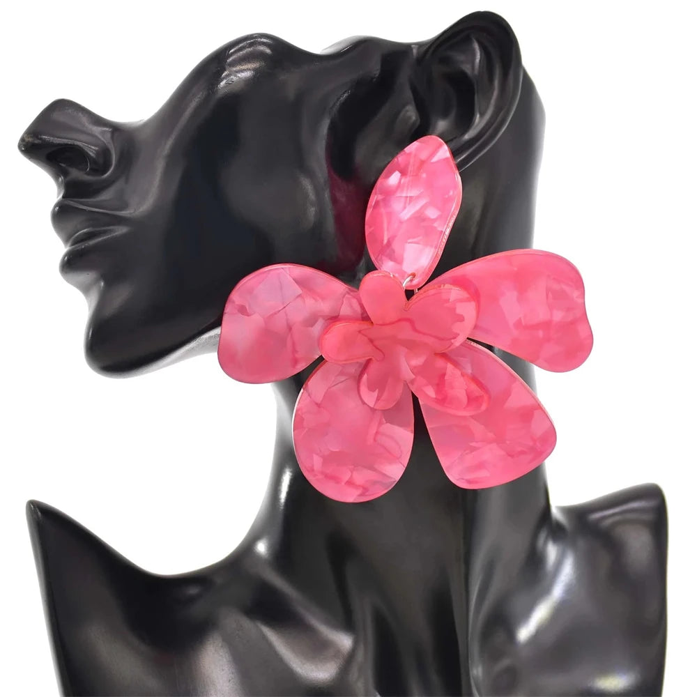 Acrylic Fashion Big Flower Pendant Earrings Double Layer Flowers Women's Earrings for Women 2023 New Party Jewelry Gifts