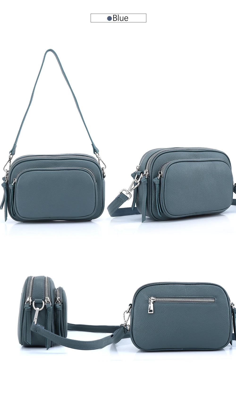 Zency Designer Women Shoulder Bag Genuine Cowhide Leather Handbag Zipper Pockets Large Capacity Female Crossbody Bag White Viralgem Store