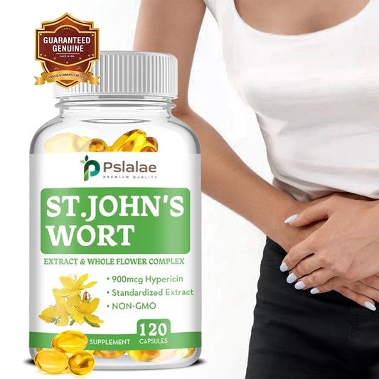 St. John's Wort Supplement  - Promotes Mental Health, Relieves Stress and Anxiety, Positive Mood - 120 Capsules