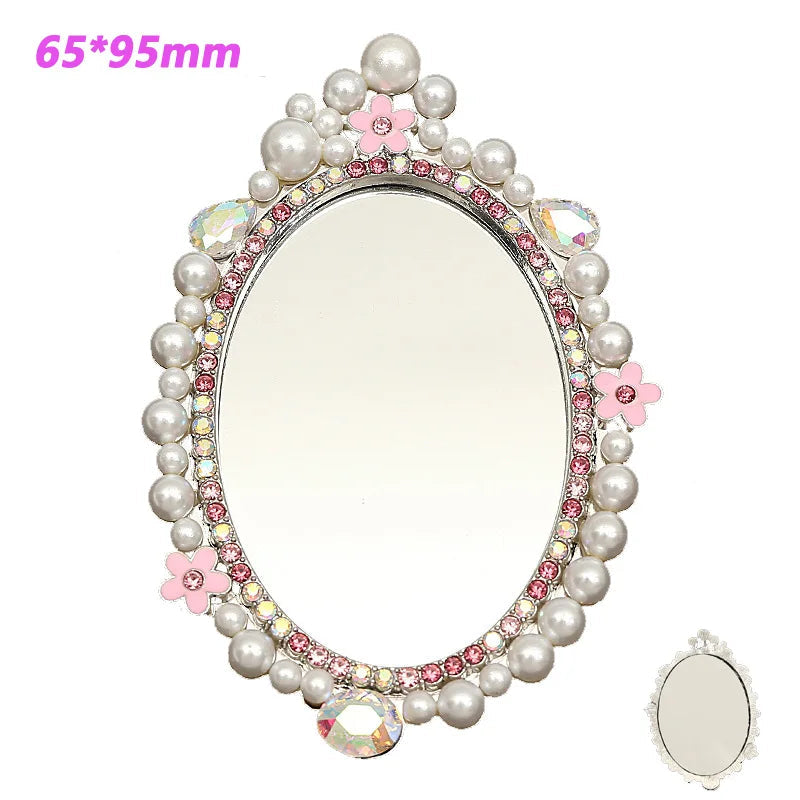 2pcs Round Mini Cute Love Heart Make Up Mirror For Mobile Phone Accessories Self-Adhesive Sticker DIY Phone Decoration Crafts Viralgem Store