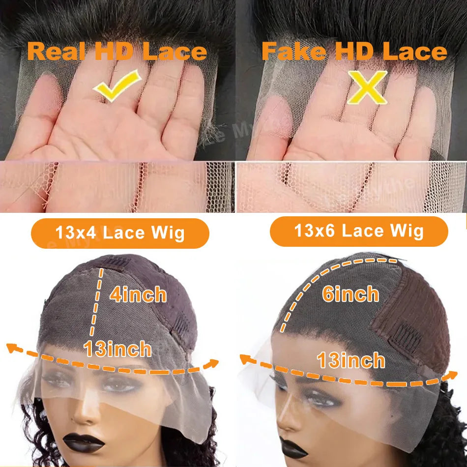 100% Human Hair  HD lace wigs Deep Wave Lace Frontal Wigs 13x4 Water Curly Lace Front Wig 30 40 Inch Kinky curly wigs human hair Viralgem Store