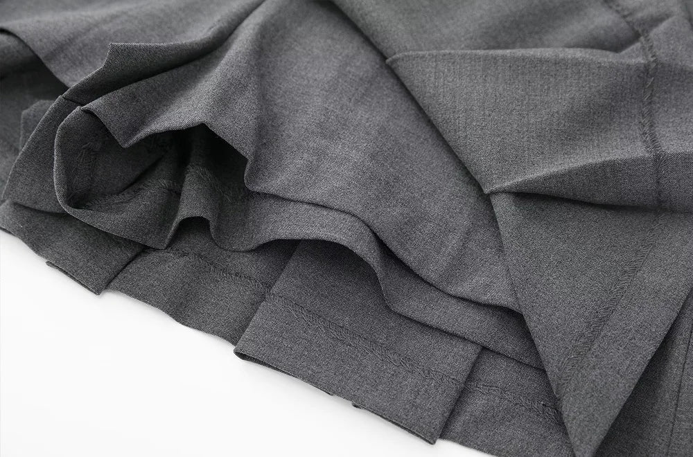 TRAF Women Fashion With Pleated Shorts Skirts Vintage High Waist Side Zipper Female Skort Mujer