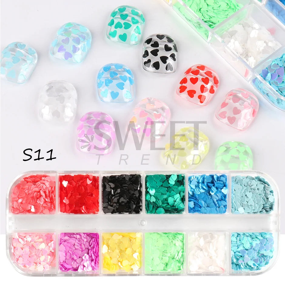 12 Grids Opal Dream Crystal Sequins Nail Flake Galaxy Iridescent Aurora 3D Paillette for Winter Autumn Manicure Decoration SWYFH Viralgem Store
