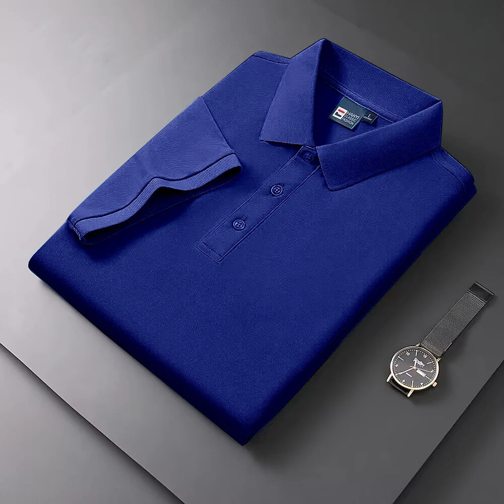 2025 Summer New Men's Short sleeved Solid Color Polo Shirt Breathable and Comfortable Elastic Top Casual Business New Style Viralgem Store