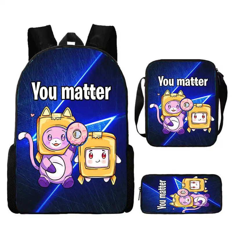 3Pcs Set LankyBox School Backpack with Shoulder Bags Pencil Case ,Cartoon Anime Games School Bags for Girls Boys  Kid Best Gift Viralgem Store