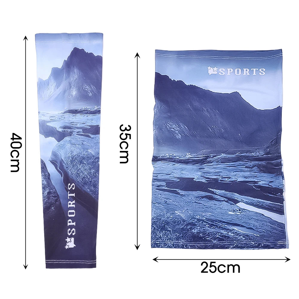 3D Designer Cooling Arm Sleeves And Mask Men Summer Ice Silk Sunscreen Oversleeve Mask Outdoor Cycling Runnig Anti-UV Arm Covers