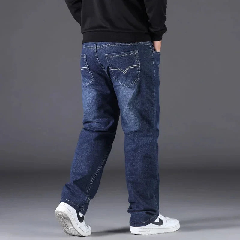 10XL Mens Black Jeans Oversize High Waist Loose Trousers Large Size Husband Plus Size Loose Denim Trousers Blue Male Denim Pants