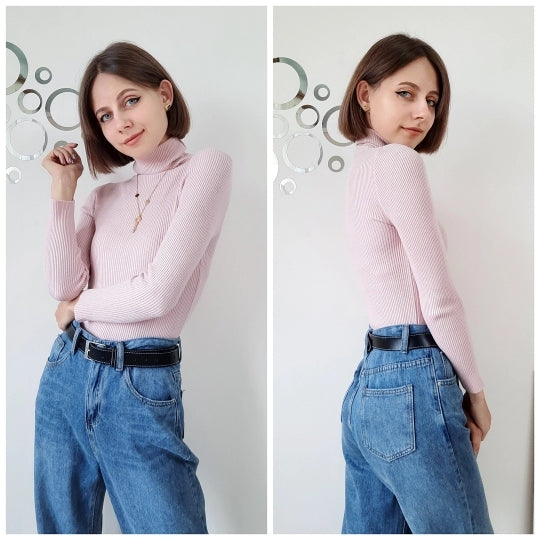 Women Turtleneck Sweater Knitted Soft Pullovers Cashmere Jumpers Basic Soft Sweaters For Women 2024 Autumn Winter