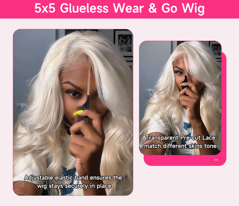 613 Glueless Wigs Human Hair 5x5 Lace Closure Wig Remy Straight Blonde Pre Plucked Glueless Wig 100% Human Hair Wigs Ready To Go