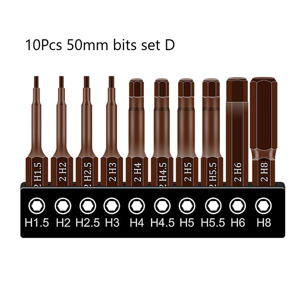 25mm 50mm 1/4 Screwdriver Bits Set S2 Steel Closs Phillips Slotted Hexagonal Solid Hollow Torx for Ratchet Wrench Hand Tools Viralgem Store