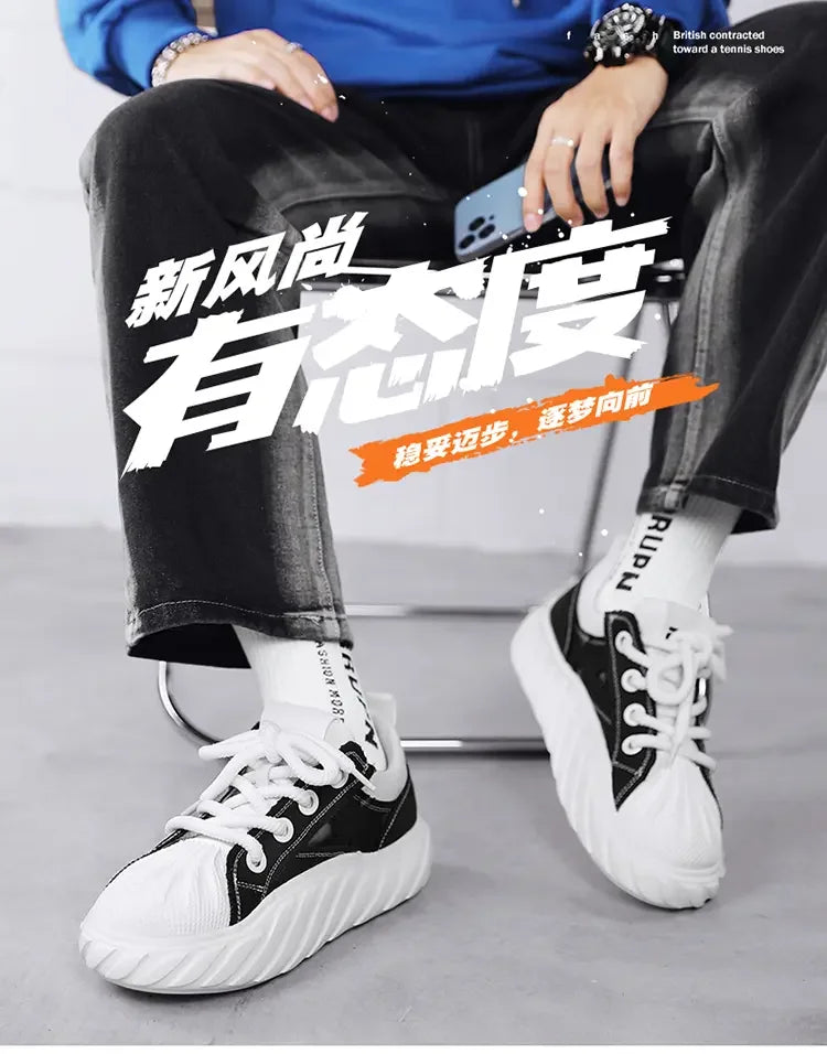 2023 Fashion Breathable Mens Thick Bottom Skate Shoes Outdoor Student Sneakers Sport Running Heighten Trend Comfortable Designer