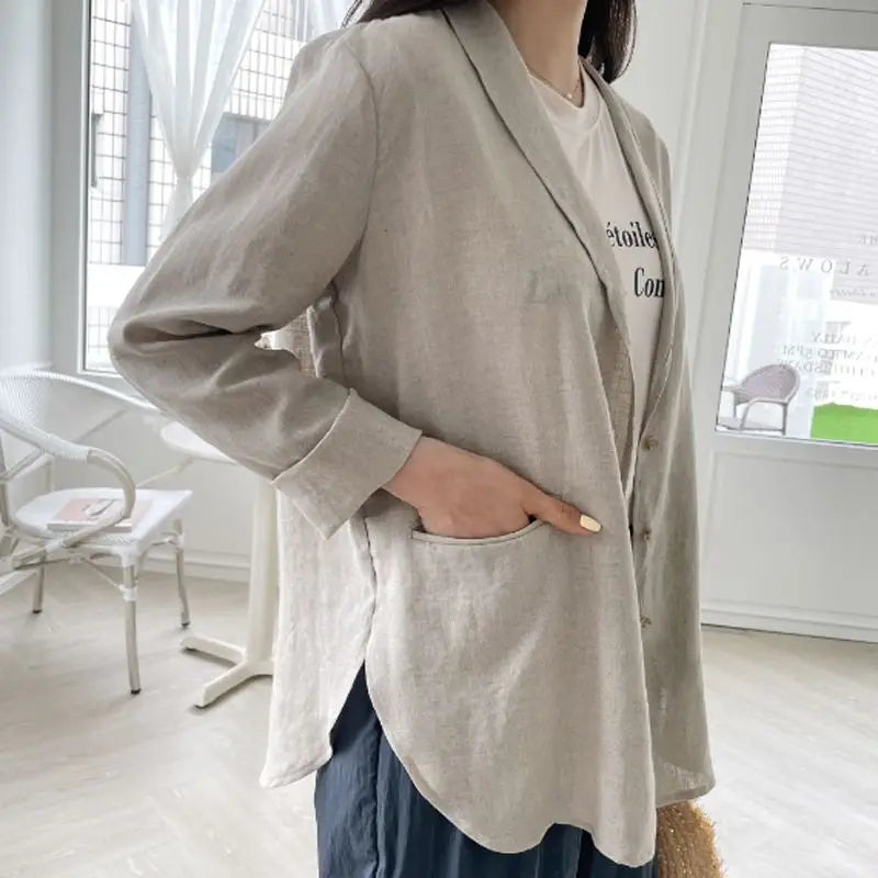 Women Solid Blazer 2024 Autumn ZANZEA Fashion Long Sleeve Outerwear Casual Loose Lapel Collar Coat Vintage Pocket Thin Jackets
