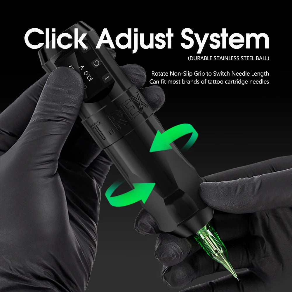 T-Rex Wireless Tattoo Machine Rotaty Battery Pen With Portable Power Pack 2400mAh LCD Digital Display For Body Art Makeup