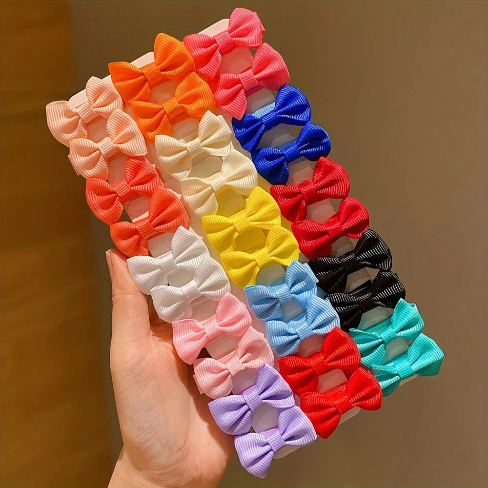 30/90Pcs Cute Dopamine Color Fabric Hairpins for Little Girls Cute Bow Hair Accessories