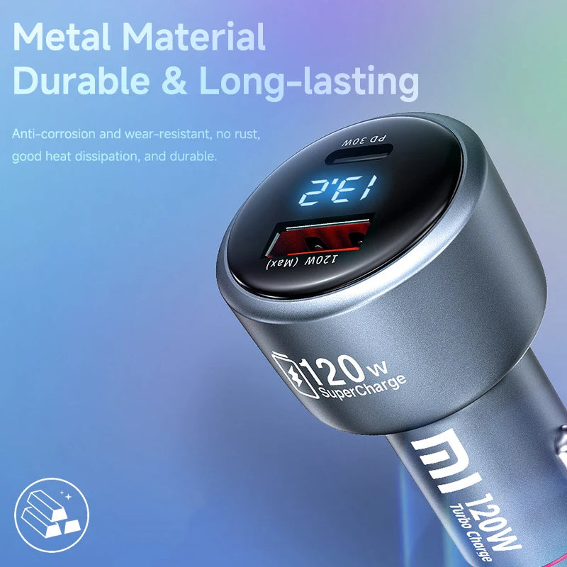 120W Xiaomi USB Type C Car Charger 67W 6A Turbo Fast Charging Adapter For Mi 14 13 13T 12 Pro Redmi Note K60 IPhone 16 15 Charge Viralgem Store